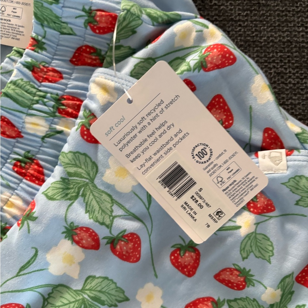 JockeyLight Blue Pajama Set with Strawberry Print Shorts nwt small - Picture 4 of 4